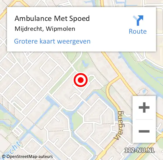 Locatie op kaart van de 112 melding: Ambulance Met Spoed Naar Mijdrecht, Wipmolen op 9 augustus 2018 21:53