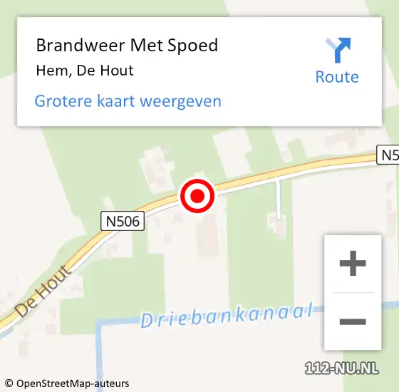 Locatie op kaart van de 112 melding: Brandweer Met Spoed Naar Hem, De Hout op 9 augustus 2018 21:55