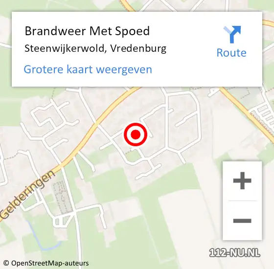 Locatie op kaart van de 112 melding: Brandweer Met Spoed Naar Steenwijkerwold, Vredenburg op 9 augustus 2018 23:06