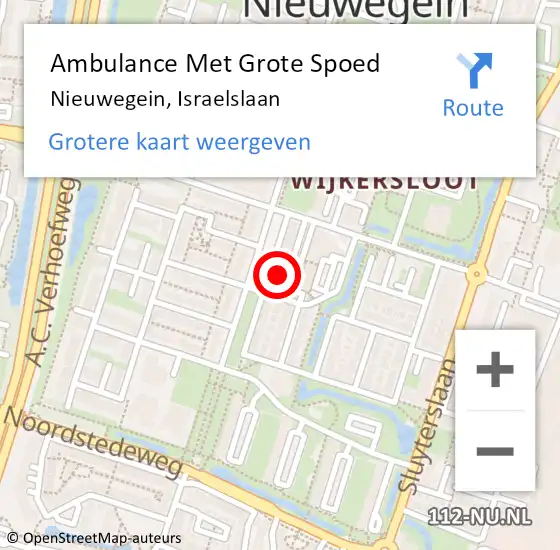 Locatie op kaart van de 112 melding: Ambulance Met Grote Spoed Naar Nieuwegein, Israelslaan op 10 augustus 2018 00:01