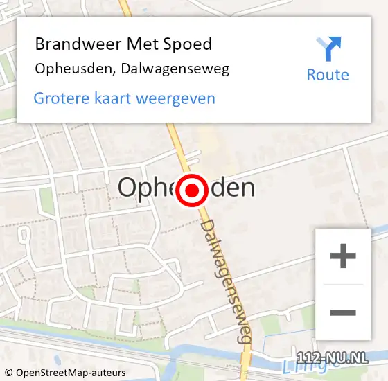 Locatie op kaart van de 112 melding: Brandweer Met Spoed Naar Opheusden, Dalwagenseweg op 10 augustus 2018 00:23