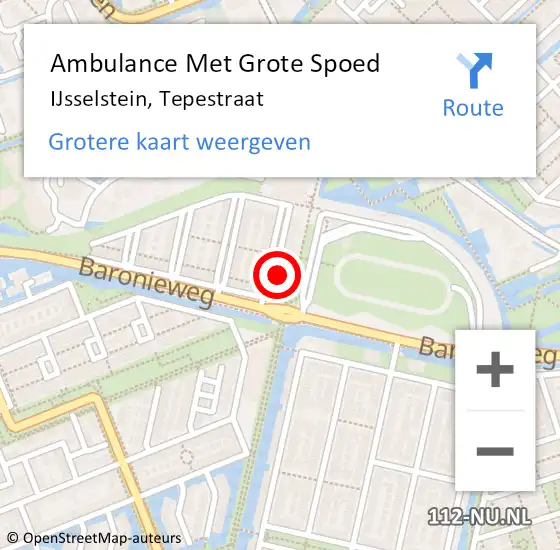 Locatie op kaart van de 112 melding: Ambulance Met Grote Spoed Naar IJsselstein, Tepestraat op 10 augustus 2018 00:54