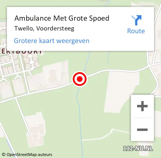 Locatie op kaart van de 112 melding: Ambulance Met Grote Spoed Naar Twello, Voordersteeg op 10 augustus 2018 01:01