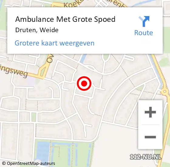 Locatie op kaart van de 112 melding: Ambulance Met Grote Spoed Naar Druten, Weide op 10 augustus 2018 02:18