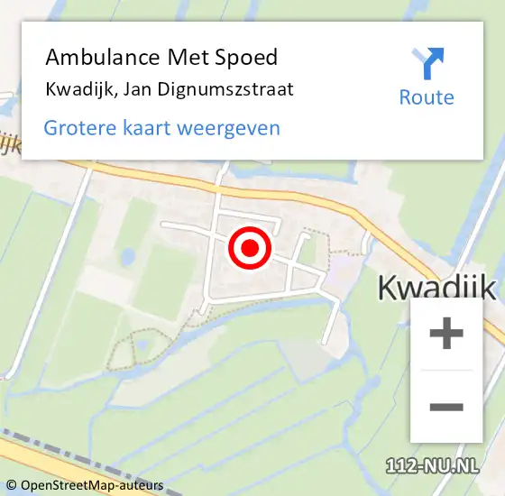 Locatie op kaart van de 112 melding: Ambulance Met Spoed Naar Kwadijk, Jan Dignumszstraat op 10 augustus 2018 02:56