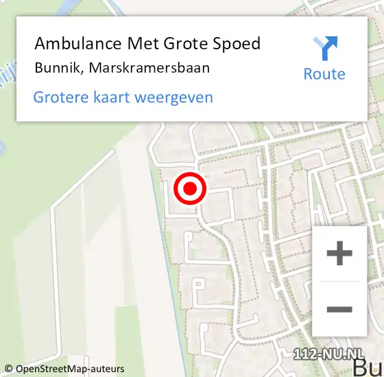 Locatie op kaart van de 112 melding: Ambulance Met Grote Spoed Naar Bunnik, Marskramersbaan op 10 augustus 2018 03:13