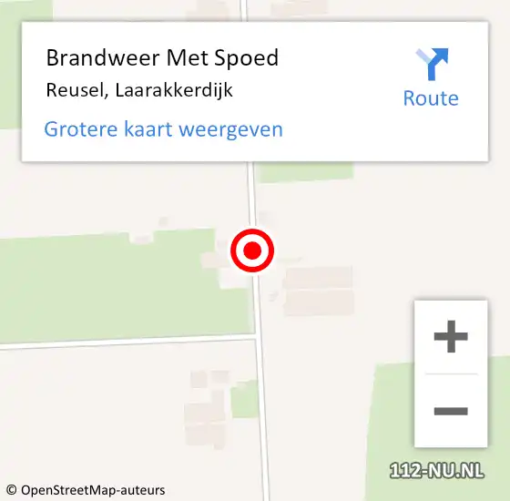 Locatie op kaart van de 112 melding: Brandweer Met Spoed Naar Reusel, Laarakkerdijk op 10 augustus 2018 04:53