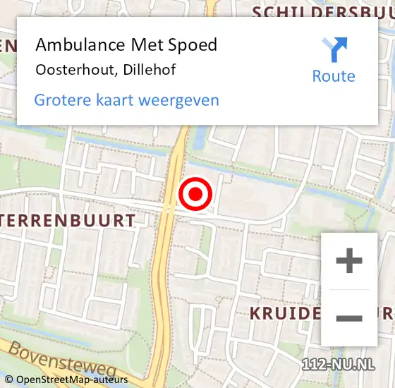 Locatie op kaart van de 112 melding: Ambulance Met Spoed Naar Oosterhout, Dillehof op 10 augustus 2018 05:12