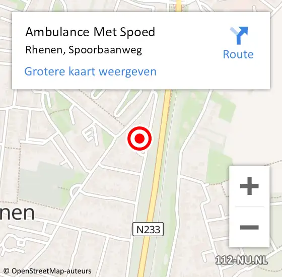 Locatie op kaart van de 112 melding: Ambulance Met Spoed Naar Rhenen, Spoorbaanweg op 10 augustus 2018 05:36