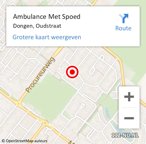 Locatie op kaart van de 112 melding: Ambulance Met Spoed Naar Dongen, Oudstraat op 5 maart 2014 15:45