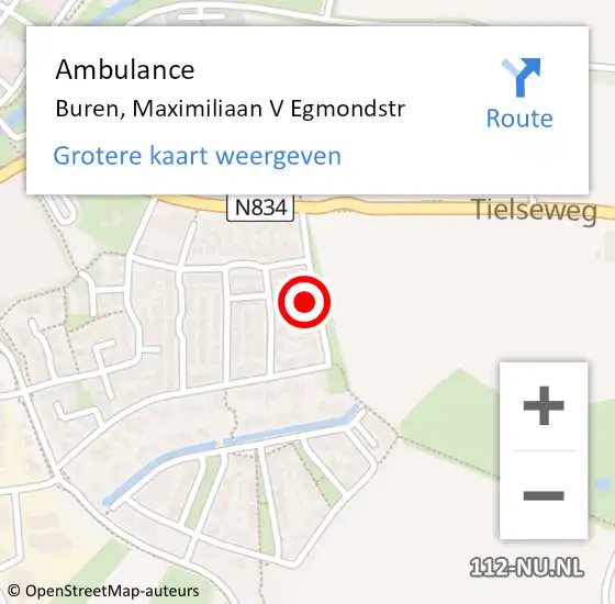 Locatie op kaart van de 112 melding: Ambulance Buren, Maximiliaan V Egmondstr op 5 maart 2014 15:46