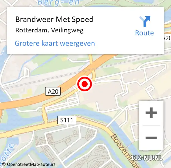 Locatie op kaart van de 112 melding: Brandweer Met Spoed Naar Rotterdam, Veilingweg op 10 augustus 2018 08:17