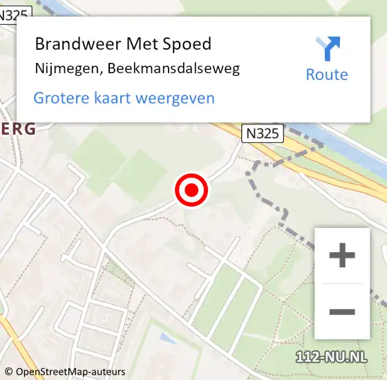 Locatie op kaart van de 112 melding: Brandweer Met Spoed Naar Nijmegen, Beekmansdalseweg op 10 augustus 2018 08:32