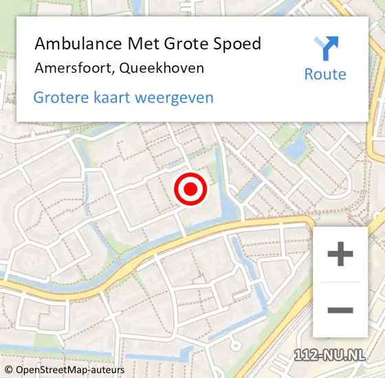 Locatie op kaart van de 112 melding: Ambulance Met Grote Spoed Naar Amersfoort, Queekhoven op 10 augustus 2018 08:40