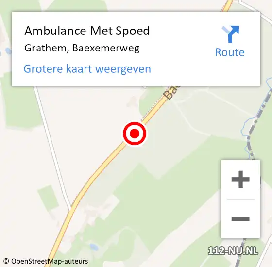 Locatie op kaart van de 112 melding: Ambulance Met Spoed Naar Grathem, Baexemerweg op 10 augustus 2018 09:20