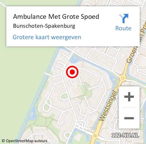 Locatie op kaart van de 112 melding: Ambulance Met Grote Spoed Naar Bunschoten-Spakenburg, Chopinstraat op 10 augustus 2018 10:20