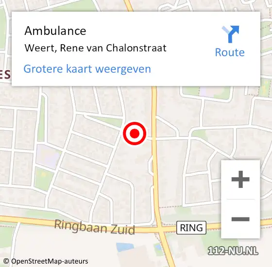 Locatie op kaart van de 112 melding: Ambulance Weert, Rene van Chalonstraat op 10 augustus 2018 10:31