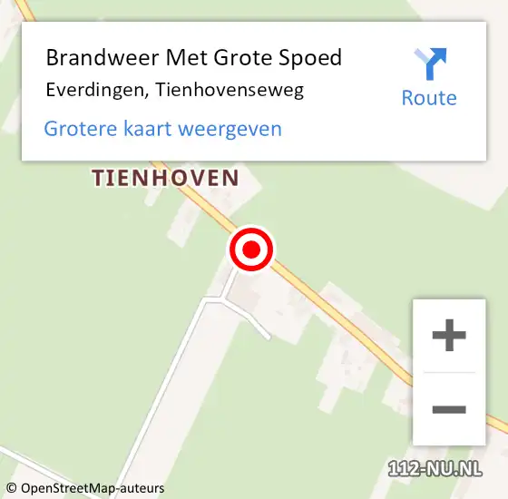 Locatie op kaart van de 112 melding: Brandweer Met Grote Spoed Naar Everdingen, Tienhovenseweg op 10 augustus 2018 10:37