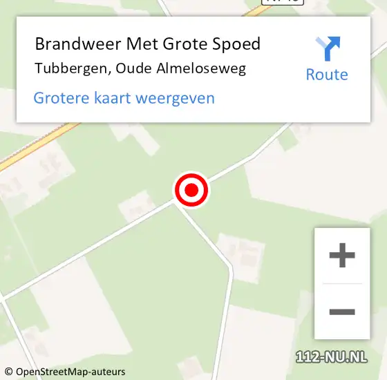 Locatie op kaart van de 112 melding: Brandweer Met Grote Spoed Naar Tubbergen, Oude Almeloseweg op 10 augustus 2018 11:07