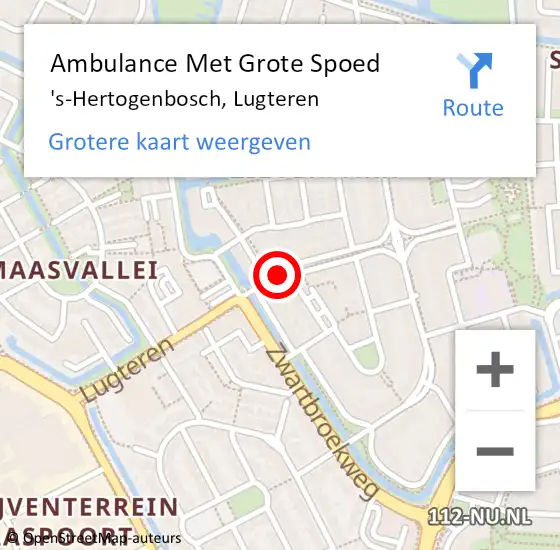 Locatie op kaart van de 112 melding: Ambulance Met Grote Spoed Naar 's-Hertogenbosch, Lugteren op 10 augustus 2018 11:42