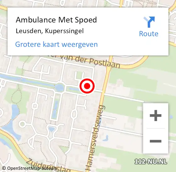 Locatie op kaart van de 112 melding: Ambulance Met Spoed Naar Leusden, Kuperssingel op 10 augustus 2018 11:52