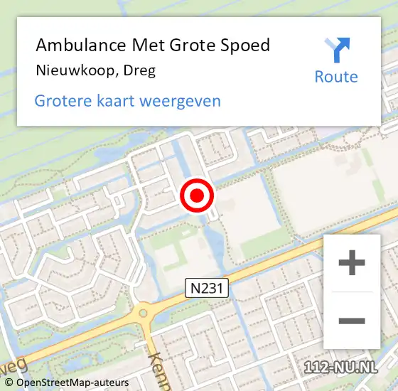 Locatie op kaart van de 112 melding: Ambulance Met Grote Spoed Naar Nieuwkoop, Dreg op 10 augustus 2018 12:18