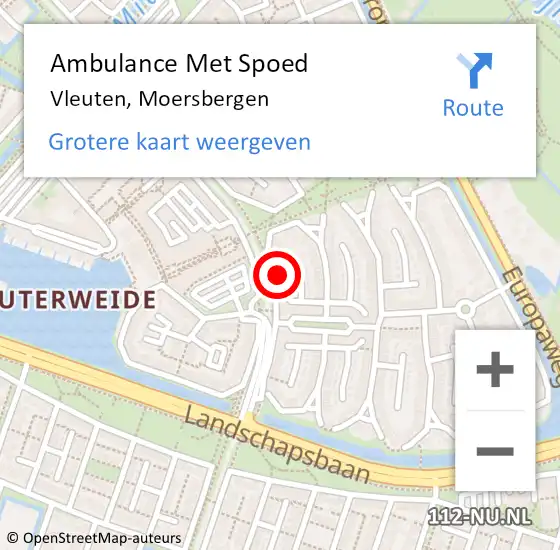 Locatie op kaart van de 112 melding: Ambulance Met Spoed Naar Vleuten, Moersbergen op 10 augustus 2018 13:07