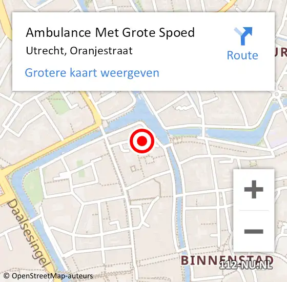 Locatie op kaart van de 112 melding: Ambulance Met Grote Spoed Naar Utrecht, Oranjestraat op 10 augustus 2018 13:47