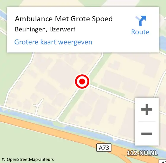 Locatie op kaart van de 112 melding: Ambulance Met Grote Spoed Naar Beuningen, IJzerwerf op 10 augustus 2018 13:48