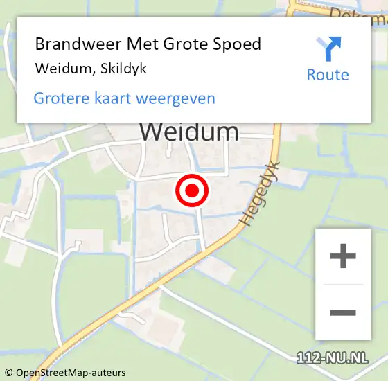 Locatie op kaart van de 112 melding: Brandweer Met Grote Spoed Naar Weidum, Skildyk op 10 augustus 2018 13:55