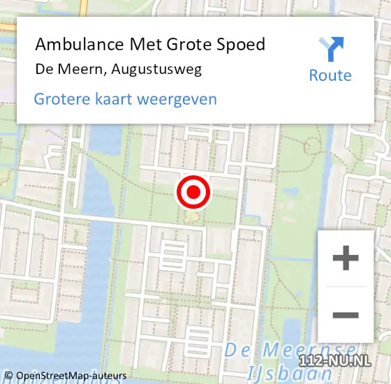 Locatie op kaart van de 112 melding: Ambulance Met Grote Spoed Naar De Meern, Augustusweg op 10 augustus 2018 14:09