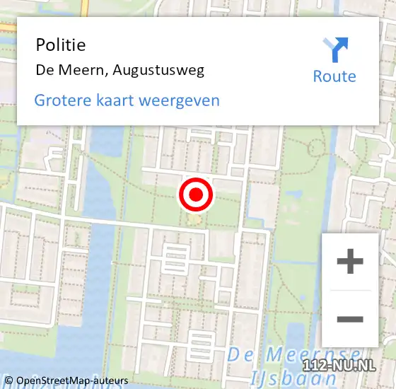 Locatie op kaart van de 112 melding: Politie De Meern, Augustusweg op 10 augustus 2018 14:11