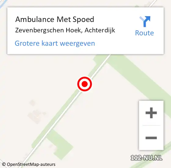 Locatie op kaart van de 112 melding: Ambulance Met Spoed Naar Zevenbergschen Hoek, Achterdijk op 10 augustus 2018 14:12