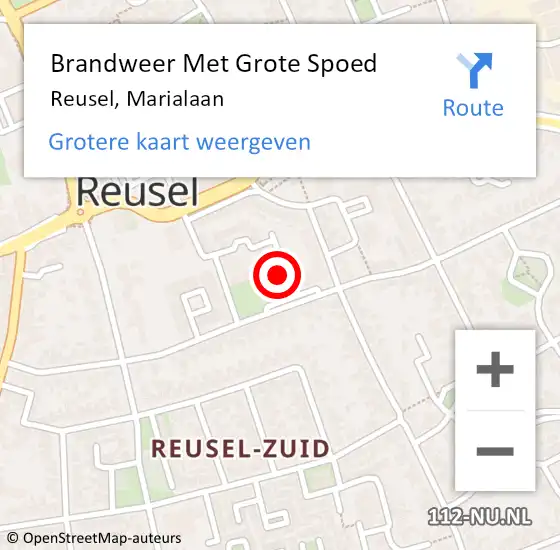 Locatie op kaart van de 112 melding: Brandweer Met Grote Spoed Naar Reusel, Marialaan op 10 augustus 2018 14:26