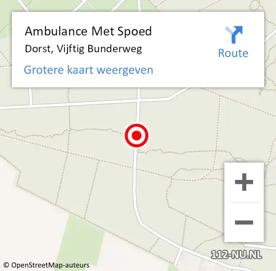 Locatie op kaart van de 112 melding: Ambulance Met Spoed Naar Dorst, Vijftig Bunderweg op 10 augustus 2018 15:00