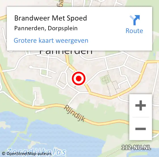 Locatie op kaart van de 112 melding: Brandweer Met Spoed Naar Pannerden, Dorpsplein op 10 augustus 2018 15:04