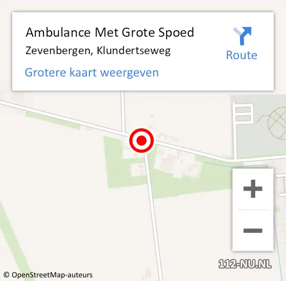 Locatie op kaart van de 112 melding: Ambulance Met Grote Spoed Naar Zevenbergen, Klundertseweg op 10 augustus 2018 15:08