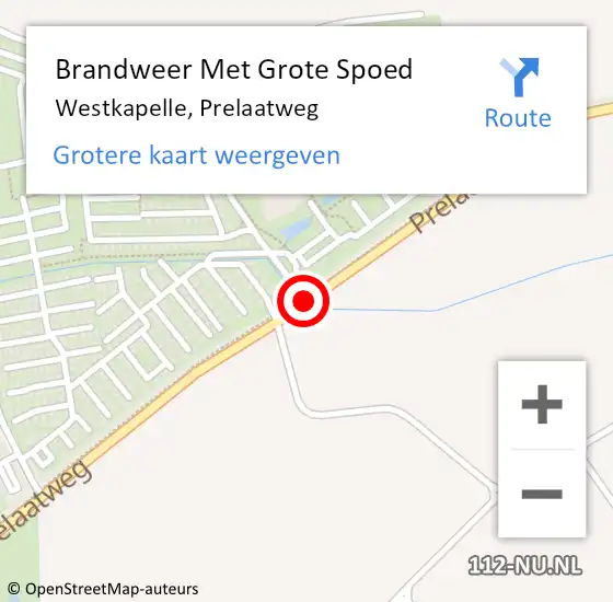 Locatie op kaart van de 112 melding: Brandweer Met Grote Spoed Naar Westkapelle, Prelaatweg op 10 augustus 2018 15:44