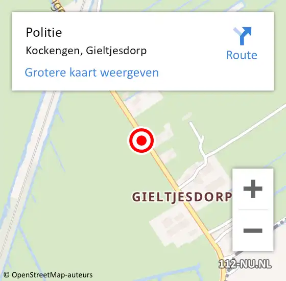 Locatie op kaart van de 112 melding: Politie Kockengen, Gieltjesdorp op 10 augustus 2018 16:13