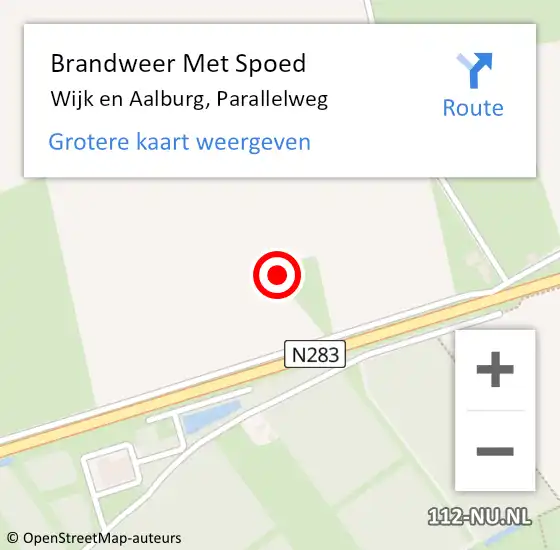 Locatie op kaart van de 112 melding: Brandweer Met Spoed Naar Wijk en Aalburg, Parallelweg op 10 augustus 2018 16:15