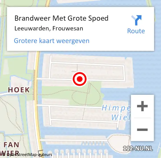 Locatie op kaart van de 112 melding: Brandweer Met Grote Spoed Naar Leeuwarden, Frouwesan op 10 augustus 2018 16:32