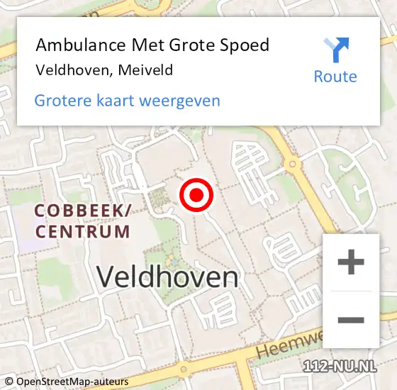 Locatie op kaart van de 112 melding: Ambulance Met Grote Spoed Naar Veldhoven, Meiveld op 10 augustus 2018 16:54