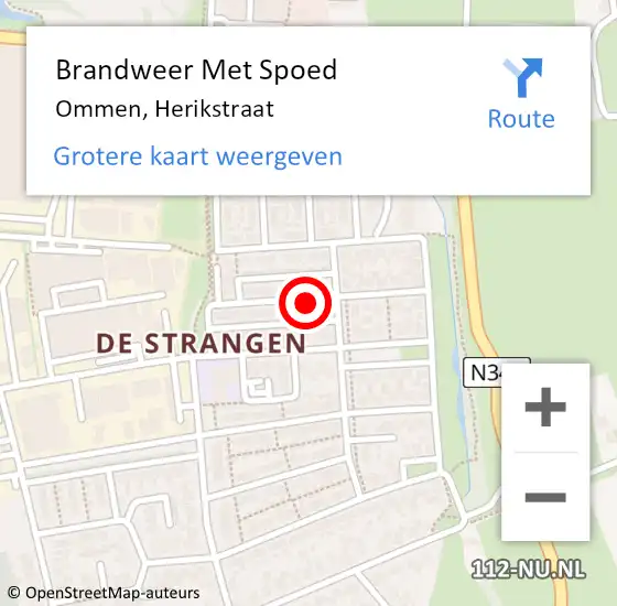 Locatie op kaart van de 112 melding: Brandweer Met Spoed Naar Ommen, Herikstraat op 10 augustus 2018 17:18