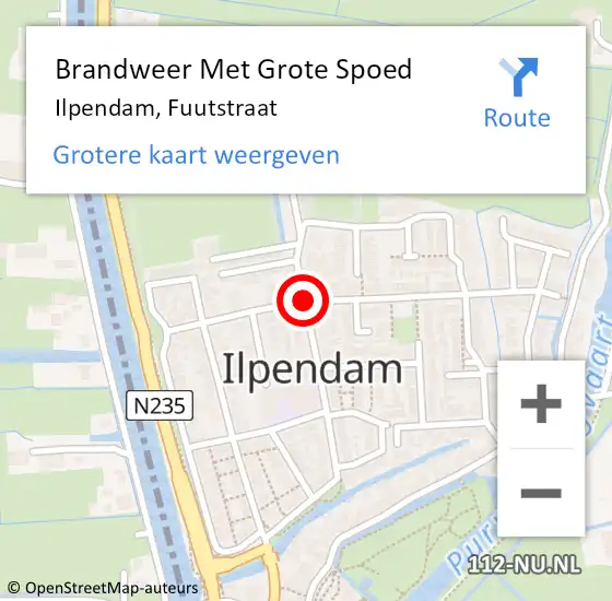 Locatie op kaart van de 112 melding: Brandweer Met Grote Spoed Naar Ilpendam, Fuutstraat op 10 augustus 2018 17:23