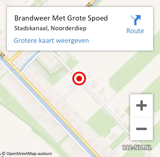 Locatie op kaart van de 112 melding: Brandweer Met Grote Spoed Naar Stadskanaal, Noorderdiep op 10 augustus 2018 17:23