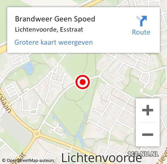 Locatie op kaart van de 112 melding: Brandweer Geen Spoed Naar Lichtenvoorde, Esstraat op 10 augustus 2018 17:30