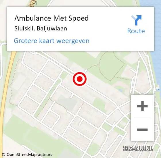 Locatie op kaart van de 112 melding: Ambulance Met Spoed Naar Sluiskil, Baljuwlaan op 10 augustus 2018 17:50