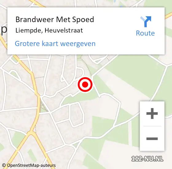 Locatie op kaart van de 112 melding: Brandweer Met Spoed Naar Liempde, Heuvelstraat op 10 augustus 2018 18:13