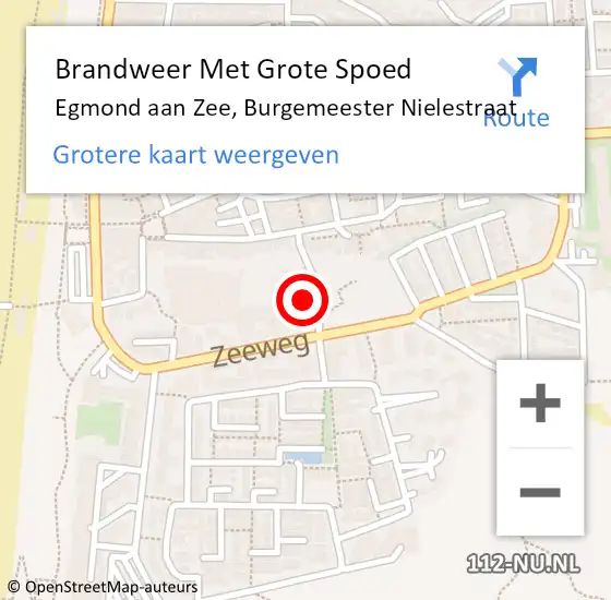 Locatie op kaart van de 112 melding: Brandweer Met Grote Spoed Naar Egmond aan Zee, Burgemeester Nielestraat op 10 augustus 2018 18:46