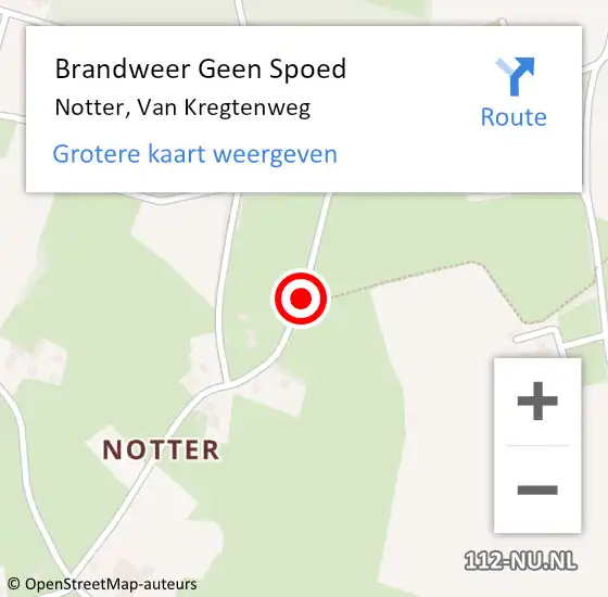 Locatie op kaart van de 112 melding: Brandweer Geen Spoed Naar Notter, Van Kregtenweg op 10 augustus 2018 18:58